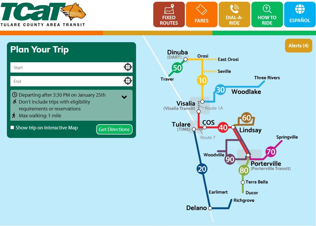 Shot of TCaT’s Trip Planner Powered by GTFS-Flex