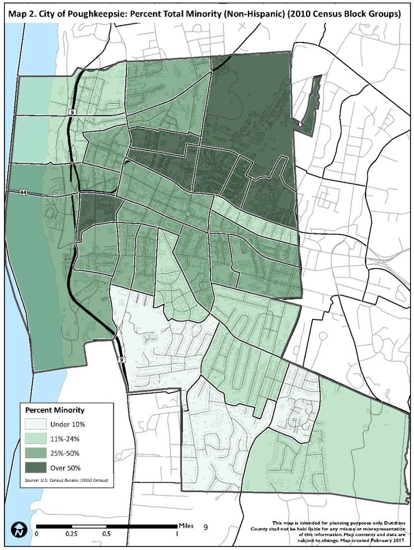 Example Map of Minority (Non-Hispanic) Populations for Service Equity Analysis