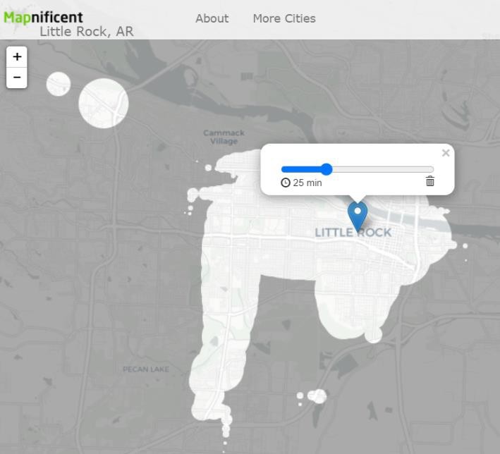 shot of map showing Mapnificent in Little Rock, AR