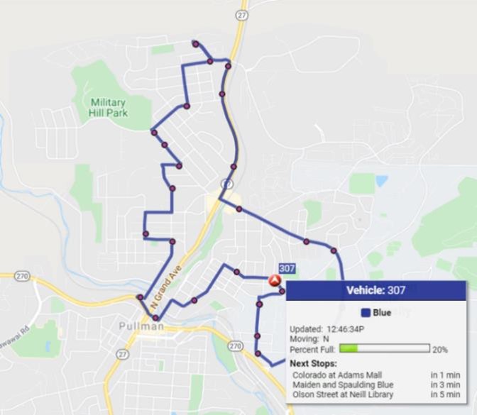 Vehicle 307’s Routing and Current Load map