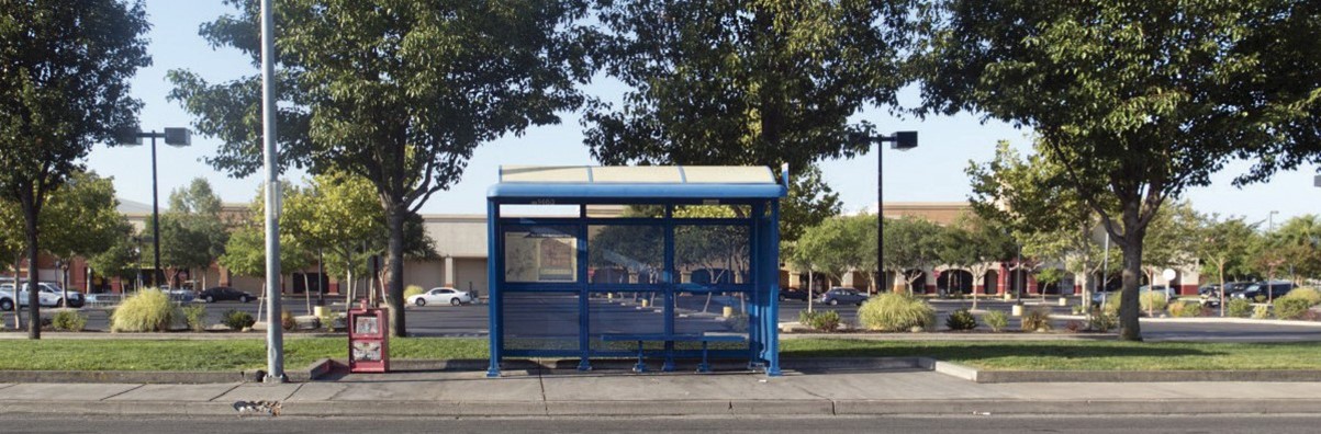 Bus stop near a shopping mall