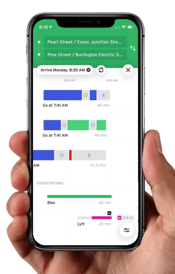 Transit App shown on mobile phone