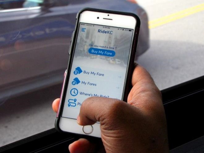 RideKC Mobile App displayed on mobile phone