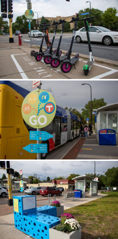 City of Minneapolis Mobility Hub micromobility parking areas